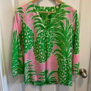 Lilly Pulitzer Amelia Island Tunic Top in Flamenco Print Sz S